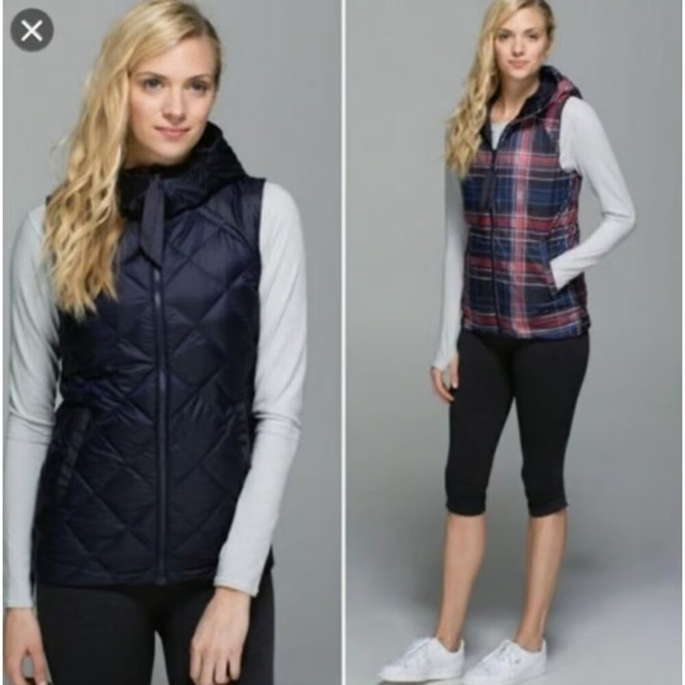 Lululemon Women's Black The Fluffiest Reversible Quilted Down Puffer Vest Size 6